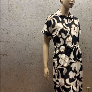 Talbots Lightweight Woven Stretch Polo in Black and Cream Floral Dress